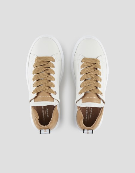 WEMBLEY RUCHED WOMAN OFF WHITE LIGHT COGNAC