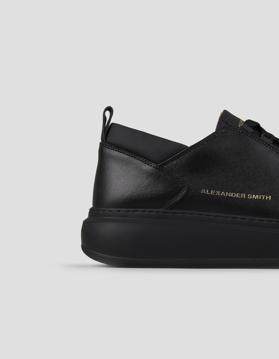 Sneakers Alexander Smith wembley man in smooth black leather and black sole - 2