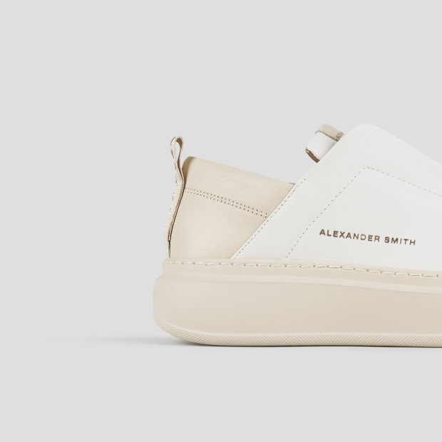Sneakers Alexander Smith wembley slip-on woman in white leather with beige heel and sole - 2