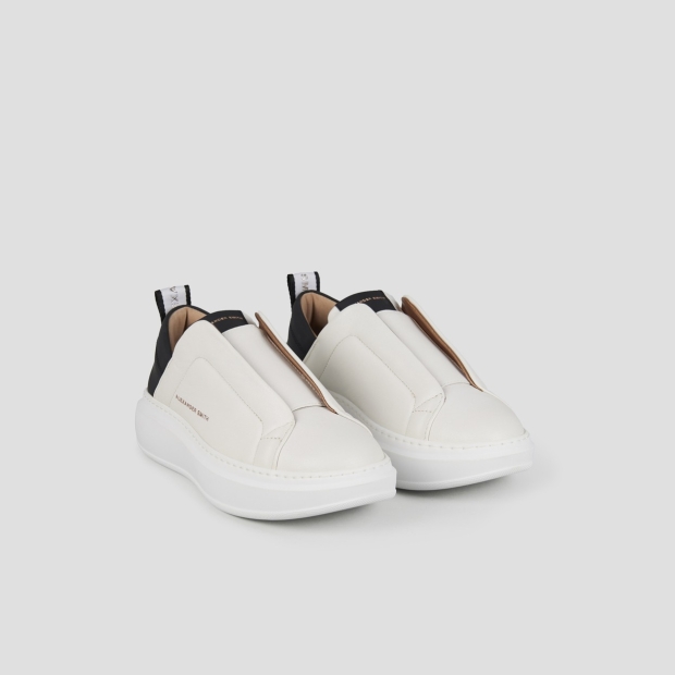 Sneakers Alexander Smith wembley slip-on woman in white leather and black heel - 3