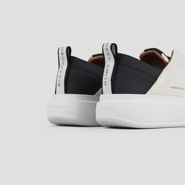 Sneakers Alexander Smith wembley slip-on woman in white leather and black heel - 4