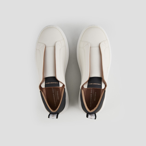 Sneakers Alexander Smith wembley slip-on woman in white leather and black heel - 5