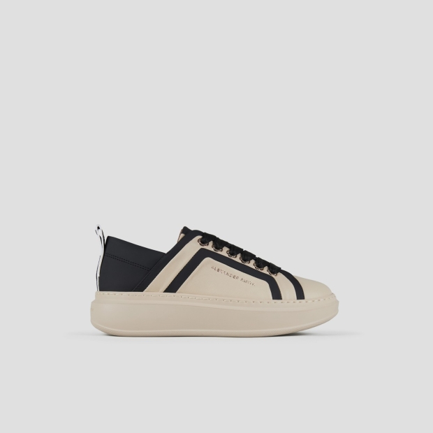 Sneakers Alexander Smith wembley woman in nude leather with black leather side ribbing and heel - 1