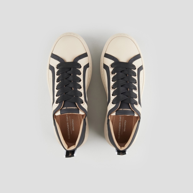 Sneakers Alexander Smith wembley woman in nude leather with black leather side ribbing and heel - 5