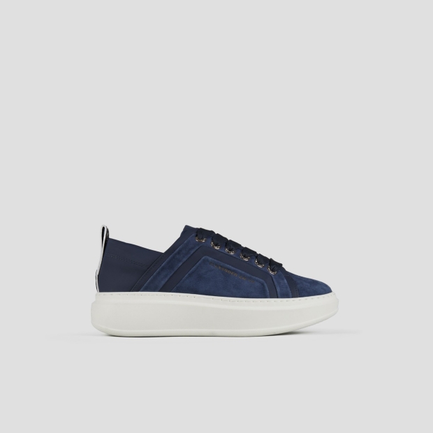 Sneakers Alexander Smith wembley woman in blue suede with leather side ribbing and heel - 1