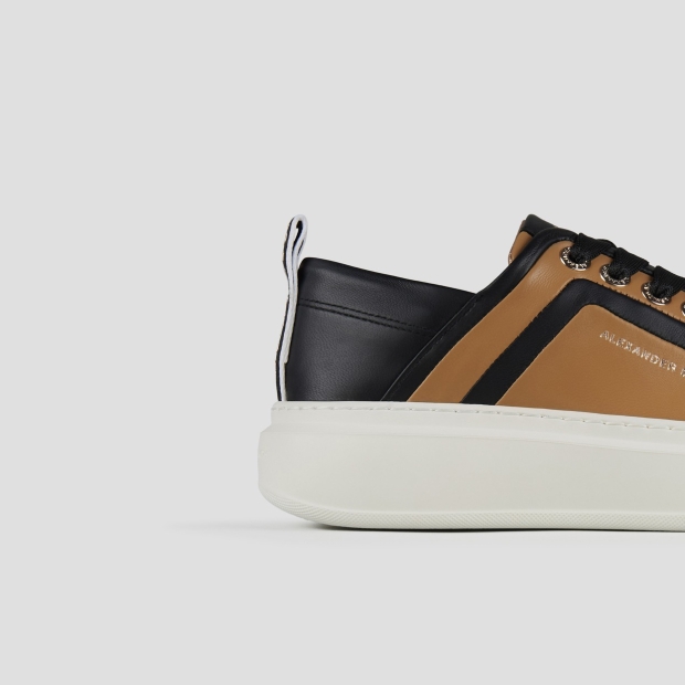 Sneakers Alexander Smith wembley woman in beige leather with black leather side ribbing and heel - 2