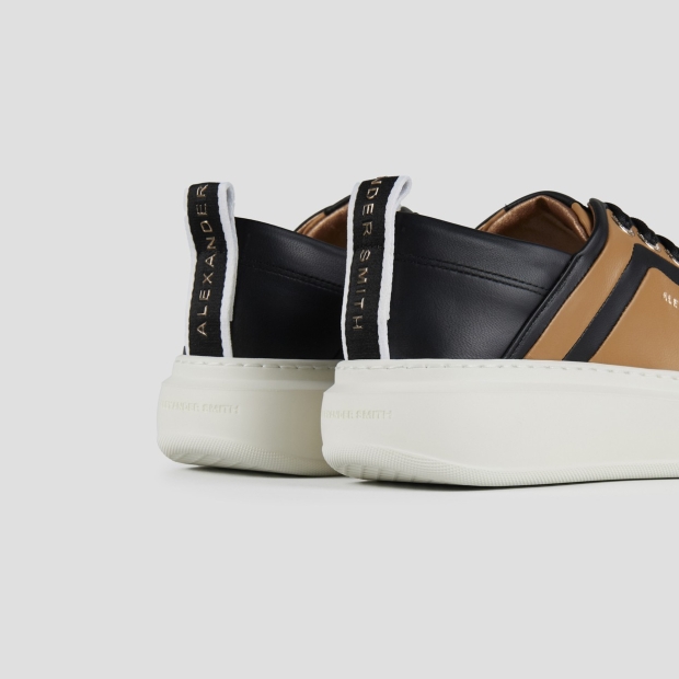 Sneakers Alexander Smith wembley woman in beige leather with black leather side ribbing and heel - 4