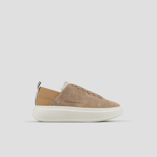 Sneakers Alexander Smith wembley woman in beige suede with white eco-fur lining - 1