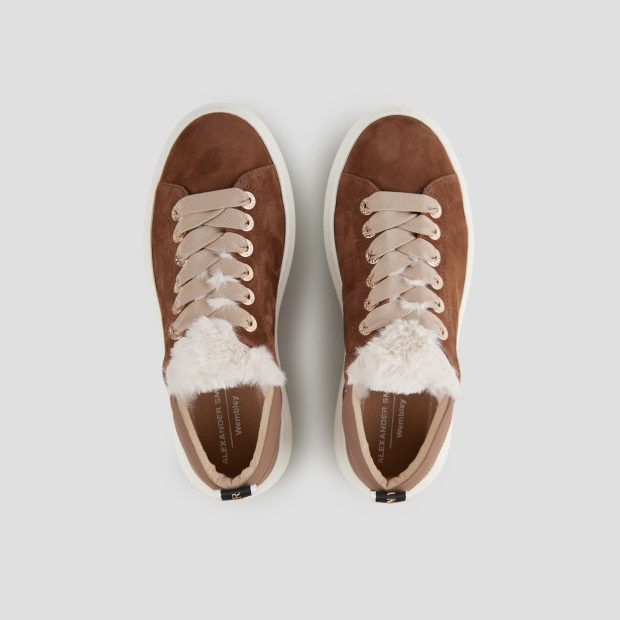 Sneakers Alexander Smith wembley woman in brown suede with white eco-fur lining - 5