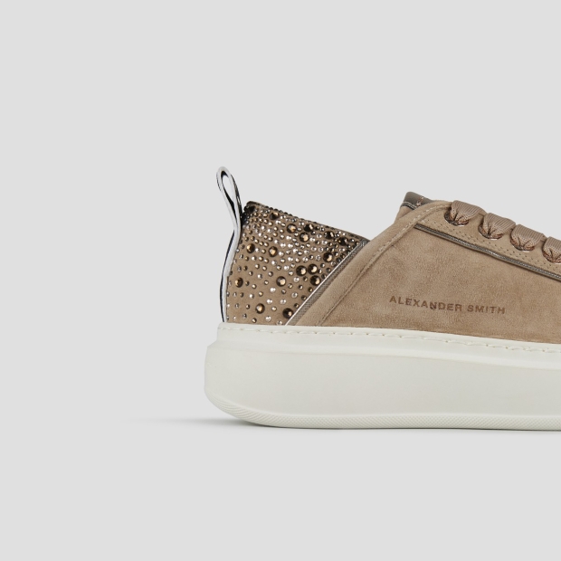Sneakers Alexander Smith wembley woman in beige suede and rhinestones heel - 2