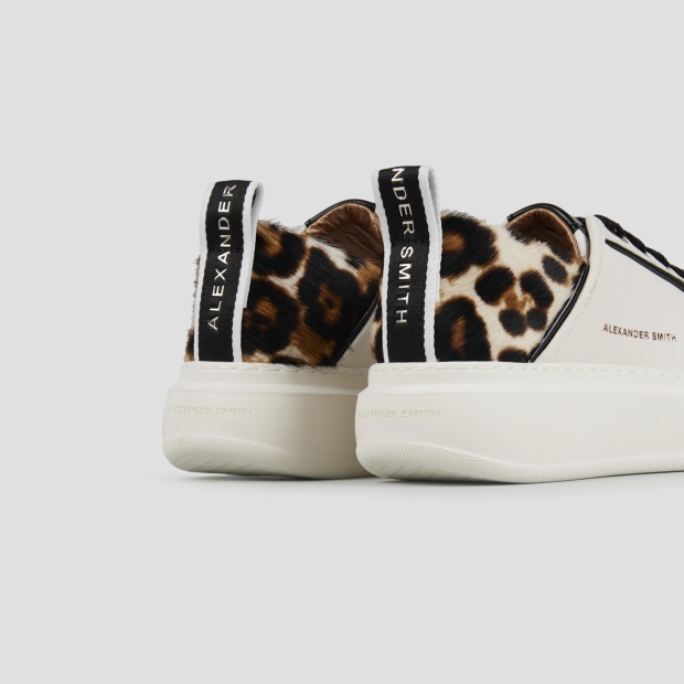 Sneakers Alexander Smith wembley woman in white leather and spotted pony heel - 4