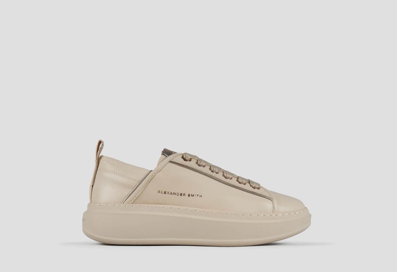 Sneakers Alexander Smith wembley woman in soft beige leather and beige sole - 1