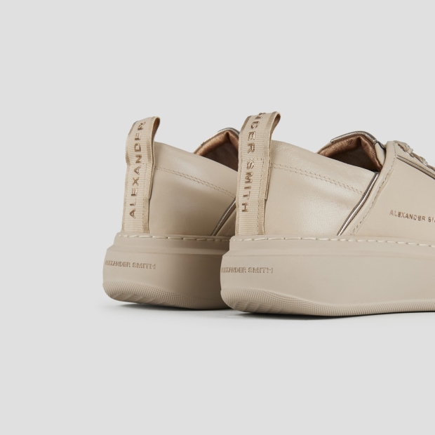 Sneakers Alexander Smith wembley woman in soft beige leather and beige sole - 4