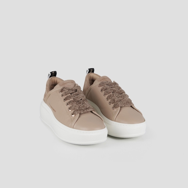 Sneakers Alexander Smith wembley high woman in smooth beige leather and suede heel - 3