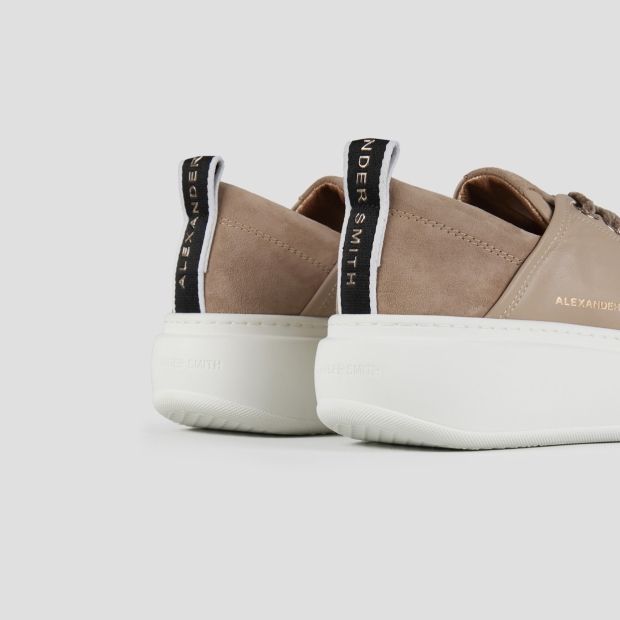 Sneakers Alexander Smith wembley high woman in smooth beige leather and suede heel - 4