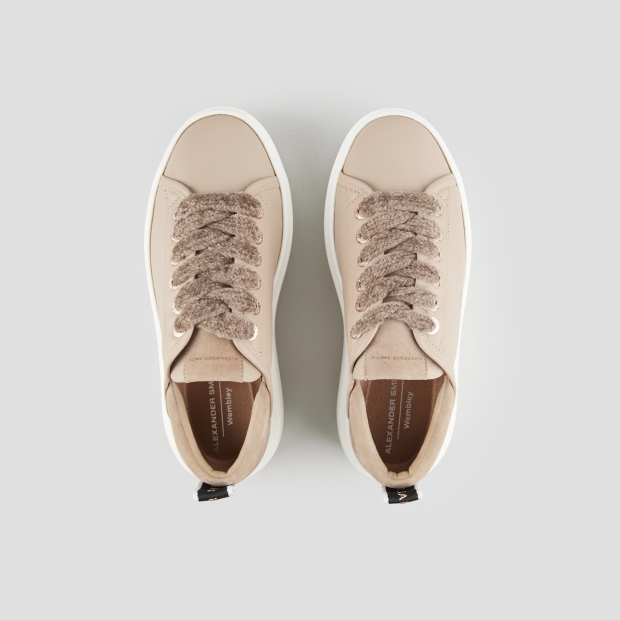 Sneakers Alexander Smith wembley high woman in smooth beige leather and suede heel - 5
