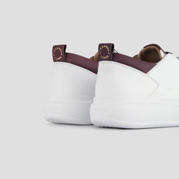 Sneakers Alexander Smith wembley man in smooth white leather and bordeaux details - 4