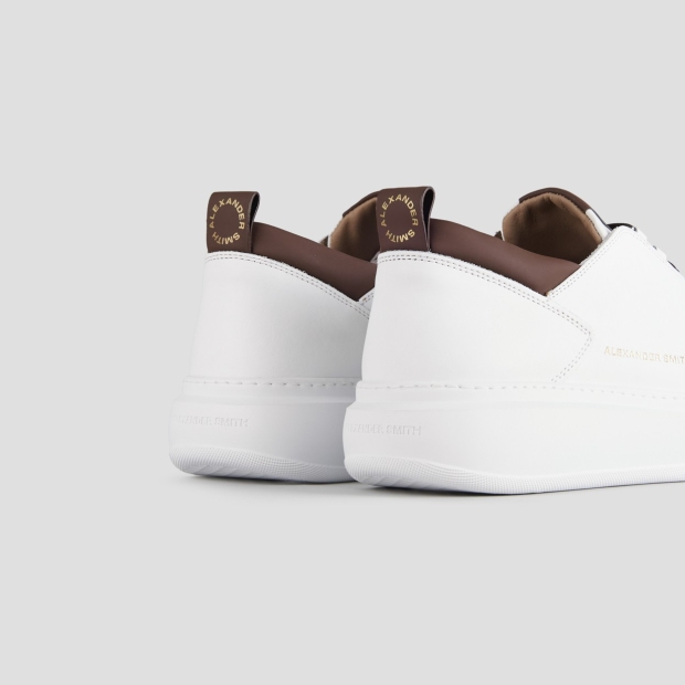 Sneakers Alexander Smith wembley man in smooth white leather and brown details - 4