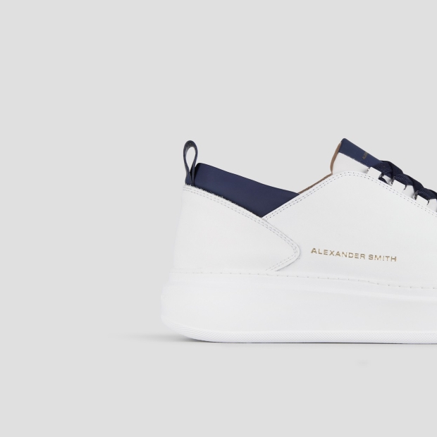Sneakers Alexander Smith wembley man in smooth white leather and blue details - 2