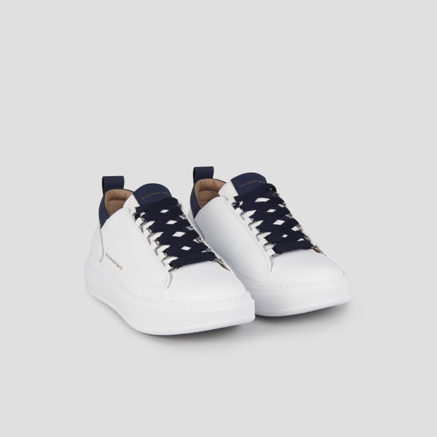 Sneakers Alexander Smith wembley man in smooth white leather and blue details - 3