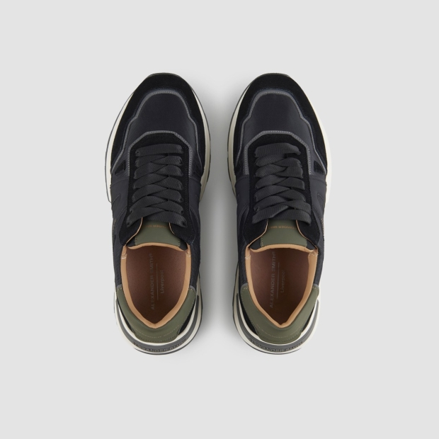 Sneakers Alexander Smith liverpool man in black suede, nylon and cordura with green heel - 5