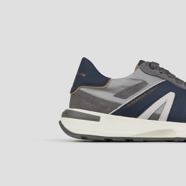 Sneakers Alexander Smith liverpool man in grey suede, nylon and cordura with blue side logo and heel - 2