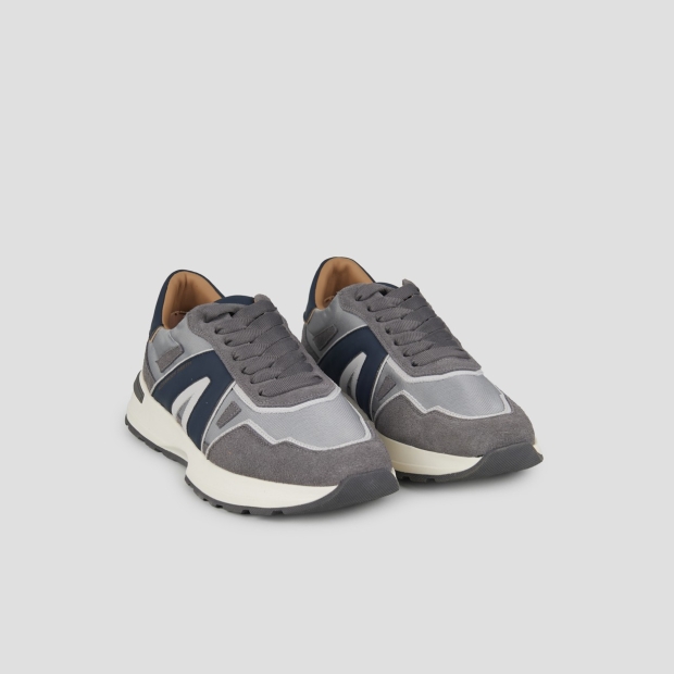 Sneakers Alexander Smith liverpool man in grey suede, nylon and cordura with blue side logo and heel - 3