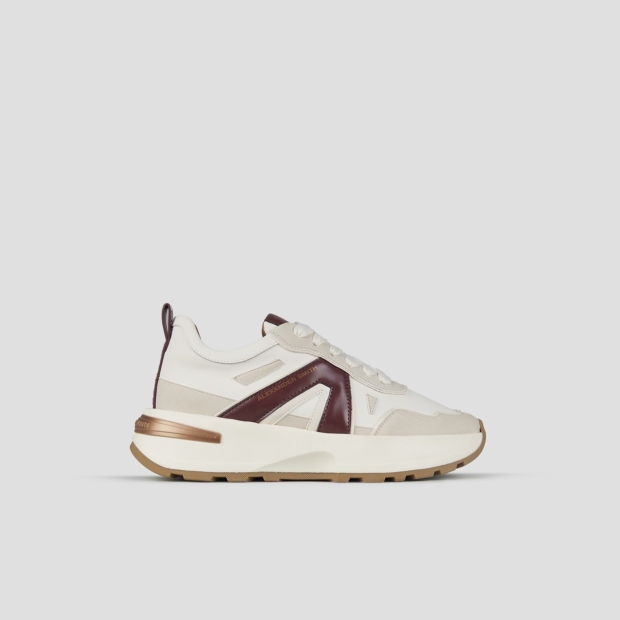 Sneakers Alexander Smith liverpool woman in white leather and suede with bordeaux side logo - 1