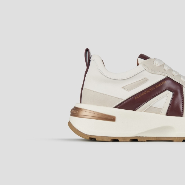 Sneakers Alexander Smith liverpool woman in white leather and suede with bordeaux side logo - 2