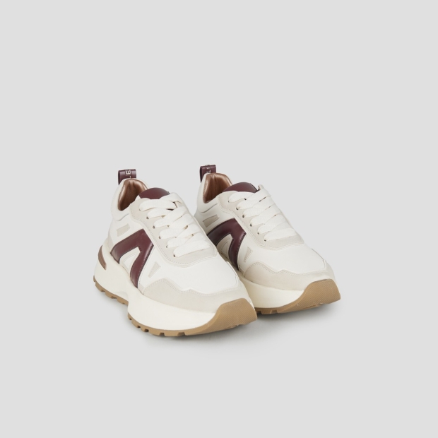Sneakers Alexander Smith liverpool woman in white leather and suede with bordeaux side logo - 3