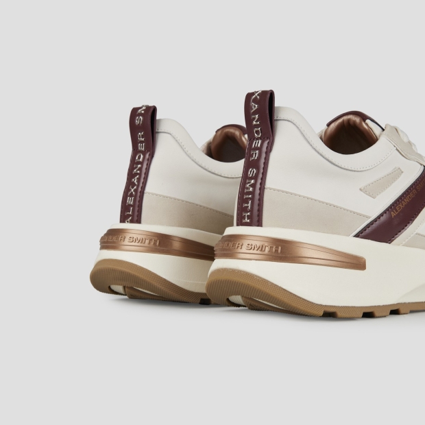 Sneakers Alexander Smith liverpool woman in white leather and suede with bordeaux side logo - 4