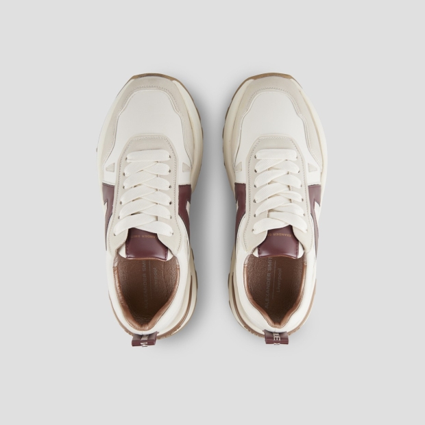 Sneakers Alexander Smith liverpool woman in white leather and suede with bordeaux side logo - 5
