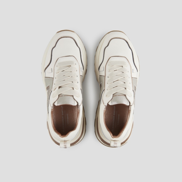 Sneakers Alexander Smith liverpool woman in white leather with silver glitter side logo - 5