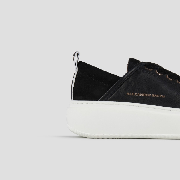 Sneakers Alexander Smith wembley high woman in smooth black leather and suede heel - 2