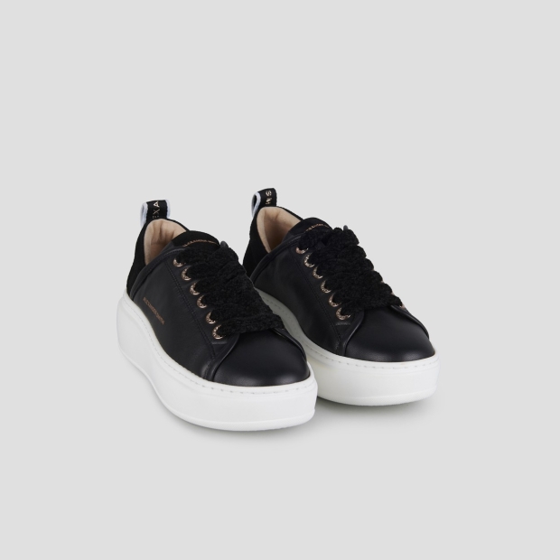 Sneakers Alexander Smith wembley high woman in smooth black leather and suede heel - 3
