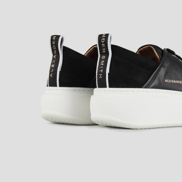 Sneakers Alexander Smith wembley high woman in smooth black leather and suede heel - 4