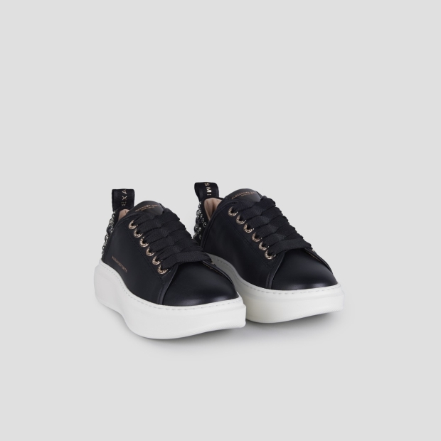 Sneakers Alexander Smith wembley woman in black leather with studs on the heel - 3