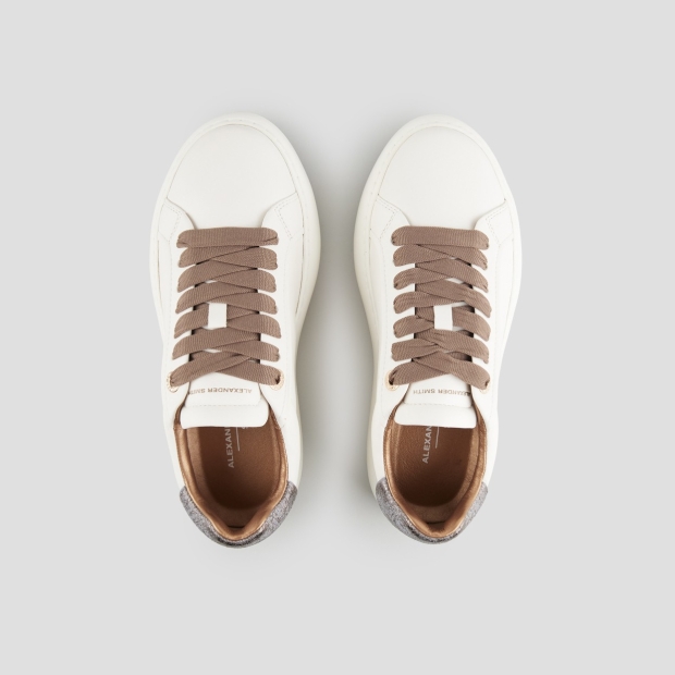 Sneakers Alexander Smith soho woman in soft white leather with bronze laminated cracklè heel - 5