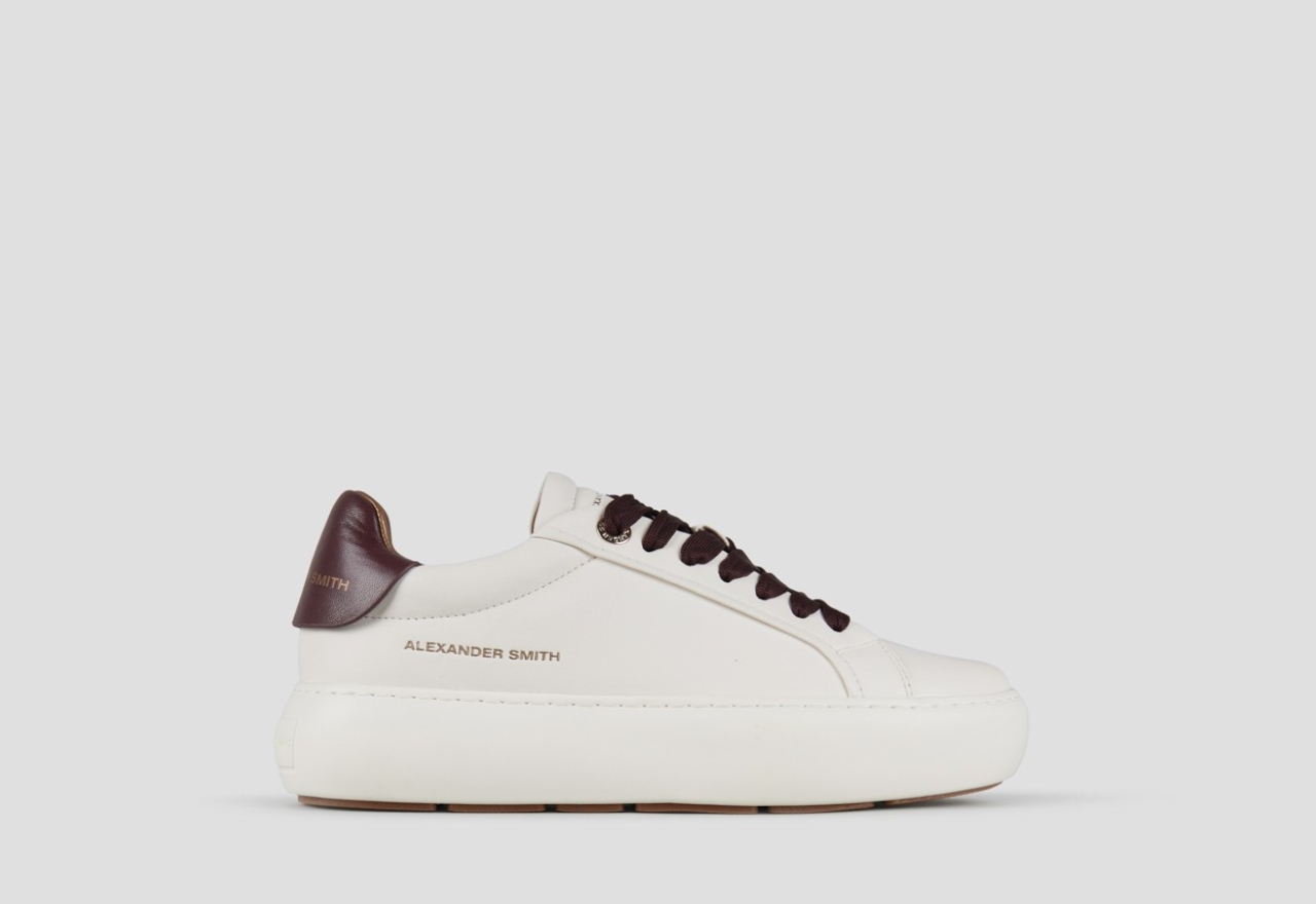 Sneakers Alexander Smith soho woman in soft white leather and bordeaux details - 1