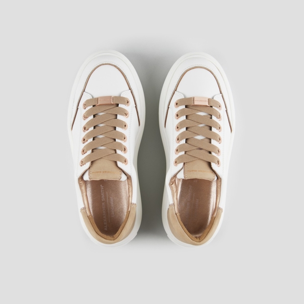 Sneakers Alexander Smith lancaster woman in white leather and beige suede heel - 5