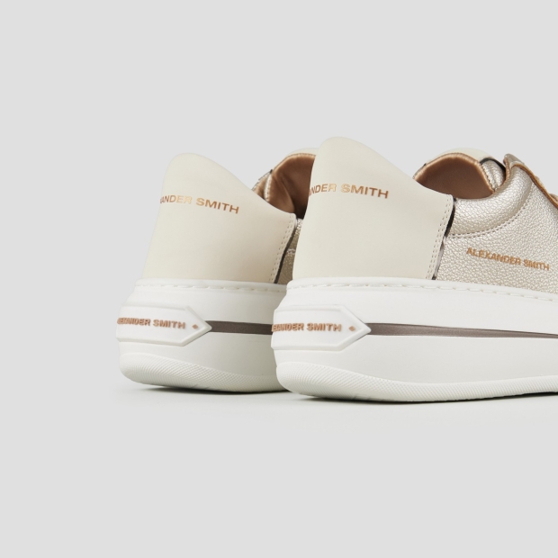 Sneakers Alexander Smith lancaster woman in laminated bottalato gold leather and white heel - 4