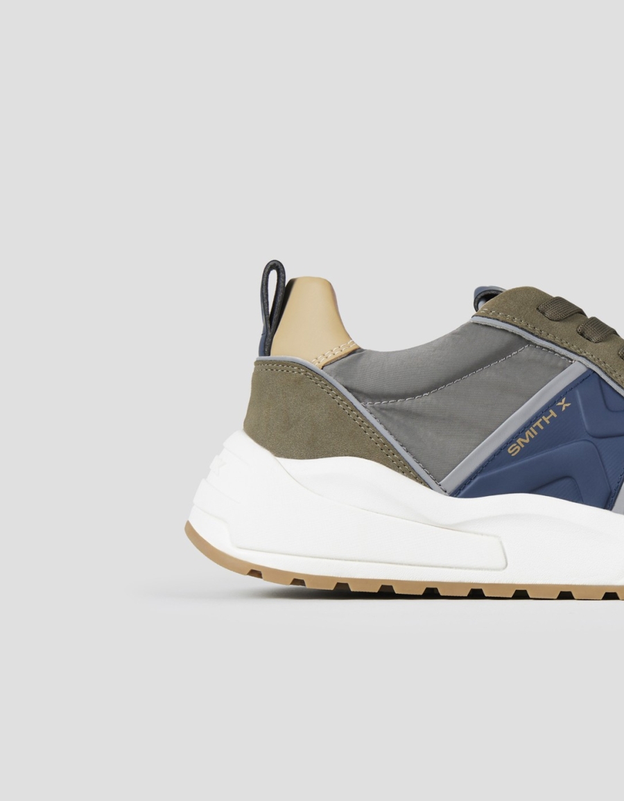 Sneakers Alexander Smith blaze man in green suede and nylon with blue side logo - 2