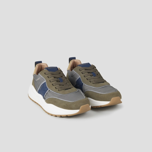 Sneakers Alexander Smith blaze man in green suede and nylon with blue side logo - 3