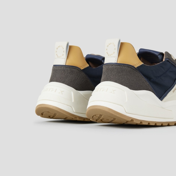 Sneakers Alexander Smith blaze man in brown suede and blue nylon with white side logo - 4