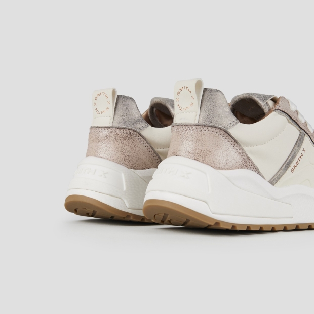 Sneakers Alexander Smith blaze woman in ivory and bronze cracklè details - 4