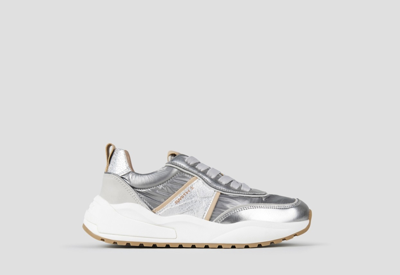 Sneakers Alexander Smith blaze woman in silver nylon and laminated with beige details - 1