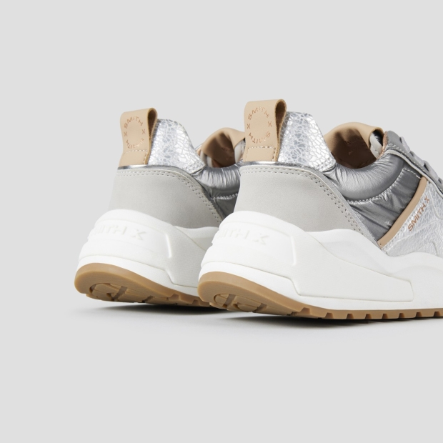 Sneakers Alexander Smith blaze woman in silver nylon and laminated with beige details - 4