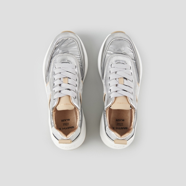 Sneakers Alexander Smith blaze woman in silver nylon and laminated with beige details - 5