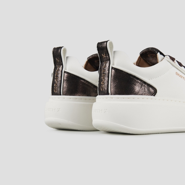 Sneakers Alexander Smith stone woman in white and bronze laminated heel - 4
