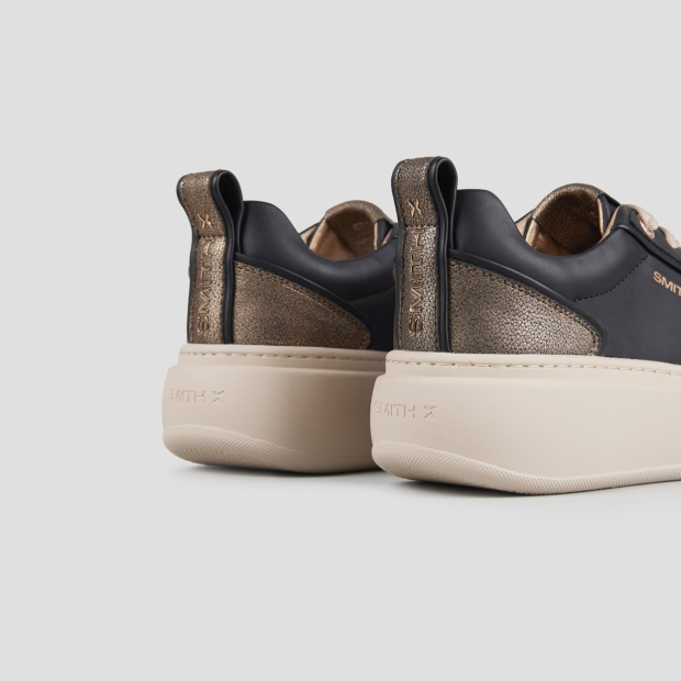 Sneakers Alexander Smith stone woman in black with copper laminated heel and beige sole - 4